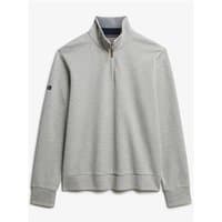 Grey marl Superdry&Co Core Pique Henley sweatshirt, 2XL, with quarter zip and ribbed cuffs.