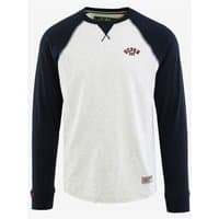 Grey Grindle/Eclipse Navy Superdry&Co Vintage Athletic Baseball Top, long sleeves, raglan style, red logo on chest.