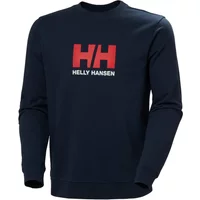 Navy blue Helly Hansen sweatshirt with red "HH" logo and white text on chest.