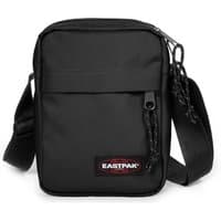 Black Eastpak crossbody bag with adjustable strap, front zipper pocket, and red logo patch.