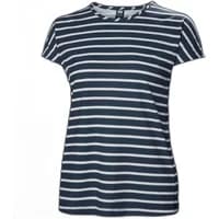Navy and white striped women's T-shirt, short sleeves, crew neck, Helly Hansen Thalia Top.