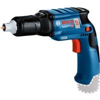 Blue Bosch 12V cordless drywall screwdriver with ergonomic grip and red trigger.