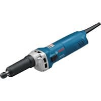 Blue Bosch straight grinder with black handle, silver motor housing, and power cord.