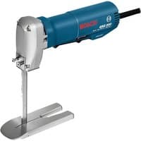 Blue Bosch GSG 300 foam rubber cutter with silver blade guard and black power cord