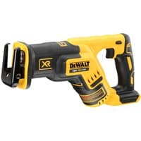 Yellow and black DeWalt cordless reciprocating saw with ergonomic grip and brushless motor.