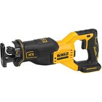 Yellow and black Dewalt 18V XR brushless reciprocating saw with ergonomic handle and compact design.