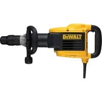 Yellow and black DeWalt SDS Max demolition hammer with side handle and corded power supply.