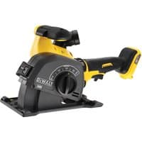 Yellow and black DeWalt wall chaser with ergonomic handle and 125mm blade housing, bare unit design.