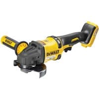 Yellow and black DeWalt 54V XR FlexVolt angle grinder with side handle and 125mm disc.