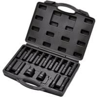 Black Draper 16 Piece Hex Star Bit Set in a molded carrying case with organized slots for each bit.