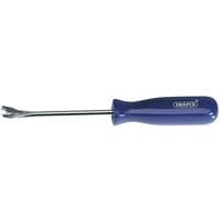 Blue-handled Draper 2021 195mm tack lifter with a metal shaft and forked end for removing tacks.