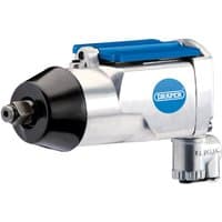 Silver Draper 3/8" square drive butterfly air impact wrench with blue accents and compact design.