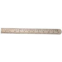 "Draper 300MM/12-inch steel rule with metric and imperial markings, silver finish, rounded end, and hanging hole"