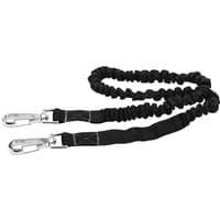Black Draper 3kg tool lanyard with elasticated cord and metal carabiner clips on both ends.