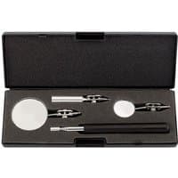 Draper 4 Piece Telescopic Pick Up Tool and Mirror Set in black case, includes round mirrors and extendable tools.