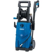 Blue Draper pressure washer with wheels, hose reel, and black handle, 230V, 2200W, 165 Bar.