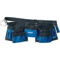 Black and blue Draper DTP Heavy Duty Double Tool Pouch with multiple pockets and adjustable belt.