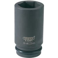 Black Draper Expert deep impact socket, 3/4" drive, 33mm size, with Hi-Torq 6-point design and CR-MO material.