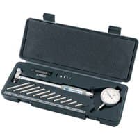 Draper Expert bore gauge set with dial indicator, extension rods, and black carrying case.