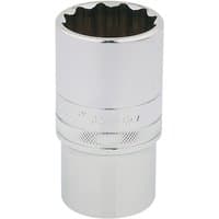 Silver Draper 1/2" drive HI-TORQ® 12 point deep socket, 32mm, with polished finish and knurled grip.