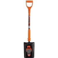 Orange Draper INS/TTS insulated trenching shovel with D-handle and black square blade.