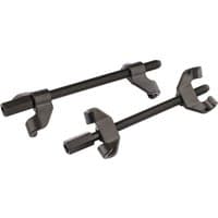 Draper N145-B Coil Spring Compressor Set, black metal with threaded rods and dual hooks on each piece.