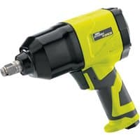"Draper Storm Force air impact wrench, black and yellow with ergonomic grip and 1/2'' drive socket attachment"