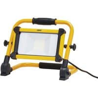Yellow Draper folding site light with black accents, rectangular LED panel, and sturdy frame, 30W, 3300 Lumens.