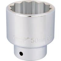 Silver Draper 3/4" drive 12-point socket, 50mm size, with polished finish and engraved branding.