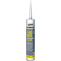 Everbuild Everflex Lead Mate Sealant Grey 295ml tube with pointed nozzle and yellow branding.