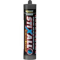 Clear Everbuild Stixall Adhesive & Sealant 290ml tube, black label with red and white text, gray nozzle cap.