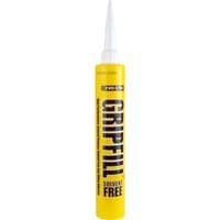 Yellow Evo-Stik Gripfill Solvent Free 350ml adhesive tube with white nozzle and bold black text.
