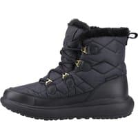 Black Helly Hansen Willetta 2 Mid Boots, quilted design, fur lining, lace-up front, size 4, by Footsure Western Limited.