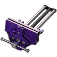 Blue Irwin Record woodworking vice with quick-release mechanism, 230mm jaw width, and sturdy metal construction.