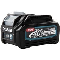 Black Makita 40Vmax 2.5Ah Li-ion battery with blue accents and XGT logo on the side.