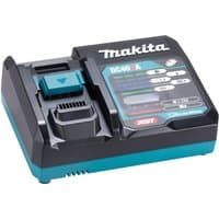 Makita DC40RA XGT 40Vmax charger, black and teal with LED indicators and battery slot, 240V plug.