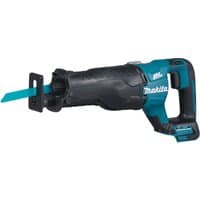 Makita DJR187Z 18V LXT brushless reciprocating saw, teal and black, ergonomic grip, exposed blade.