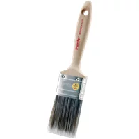 Purdy Monarch XL Elite Brush 1 1/2" with beige handle, silver ferrule, and black bristles for precise edge painting.