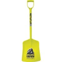 Bright yellow Red Gorilla one-piece plastic shovel with a wide scoop and D-shaped handle.