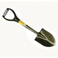 Green Round Point Micro Shovel with yellow handle grip and D-shaped black handle.