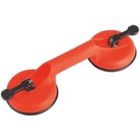 Red Sealey suction gripper with twin 120mm heads and black handles for secure lifting.