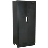 Black Sealey full-height floor cabinet with double doors and sleek handles, sturdy design, 930mm tall.