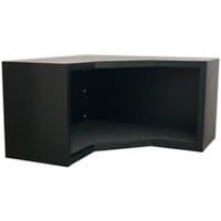 Black Sealey APMS16 corner wall cabinet, heavy-duty design, open front, angular shape, 930mm width.
