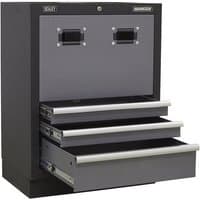Sealey APMS63 Modular Reel Cabinet 680mm, black and grey with two drawers and two front panel slots.
