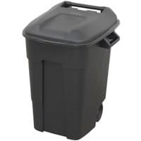 Black Sealey wheelie bin, 100L capacity, with hinged lid and rear wheels for easy mobility.