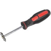 Sealey brake and fuel pipe inspection tool with black and red ergonomic handle and metal shaft with star-shaped end.