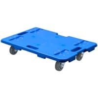 Blue Sealey CM150 interlocking plastic dolly with four swivel casters and a 150kg capacity.