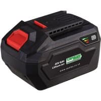 Black Sealey 20V 6Ah lithium-ion battery with red accents and LED charge indicator for SV20 series tools.