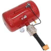 Red Sealey TC904 bead seating tool with push-button trigger, pressure gauge, and black nozzle.