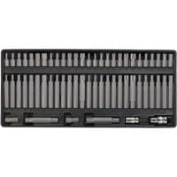 Sealey tool tray with 60-piece Ribe, Spline, Hex, Security TRX-Star bits in organized black tray.